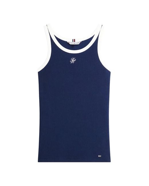 Tommy Hilfiger Blue Contrast Bind Rib Tank