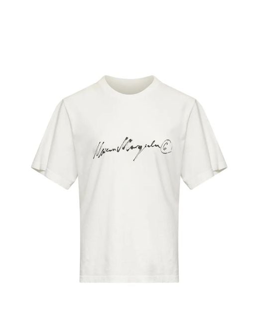 MM6 by Maison Margiela White T-Shirt À Imprimé Graphique