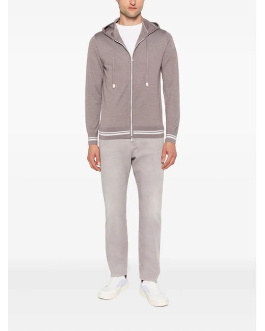 Eleventy Brown Zip-Up Hoodie for men