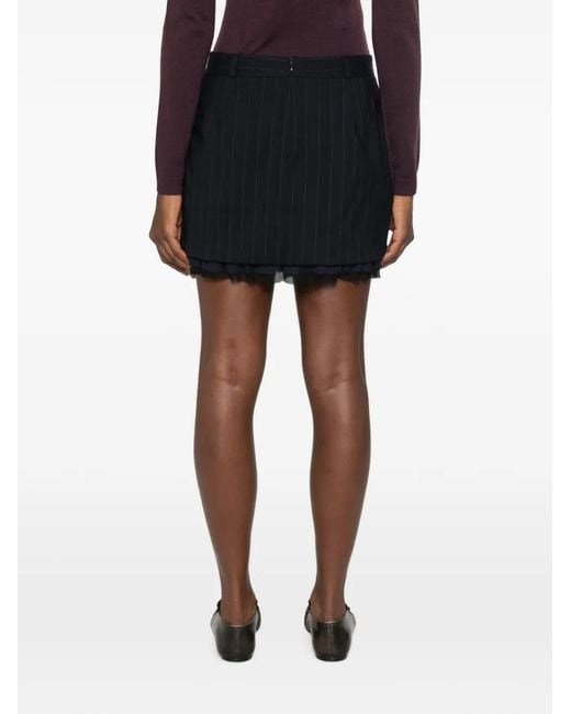 Pinko Black Pinstripe-Pattern Pleated Mini Skirt