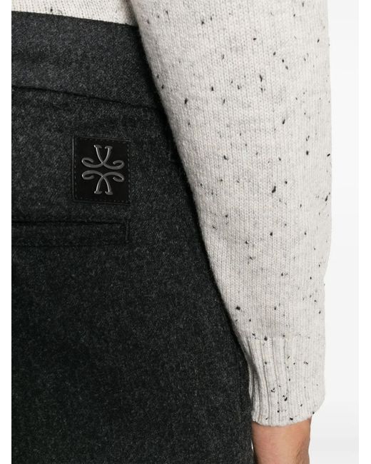 Jacob Cohen Black Mélange-Effect Tailored Cotton Trousers for men