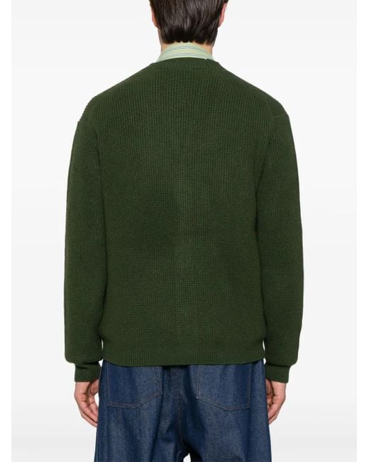 Maison Kitsuné Green Fox-Patch Cardigan for men