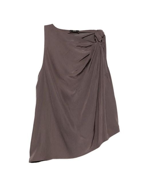 ELEH Brown Knot Draped Tank Top