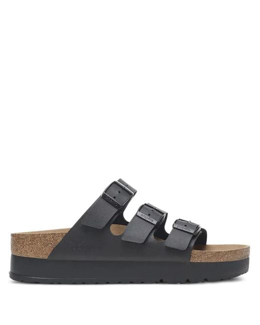 Birkenstock Black Florida Triple-Strap Platform Sandals