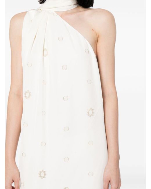 Stella McCartney White Polka-dot One-shoulder Gown