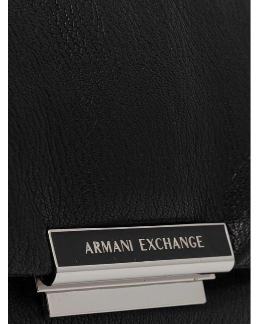 ARMANI EXCHANGE Black Logo-Plaque Mini Bag