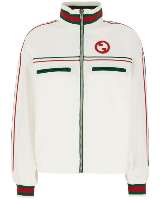 Gucci White Technical Jersey Zip Jacket With Web