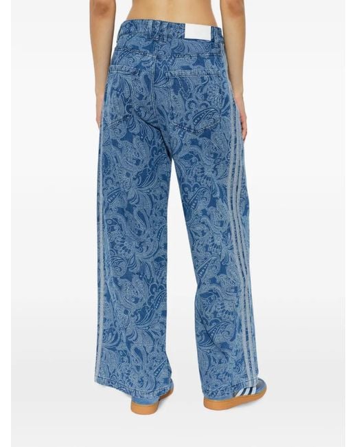 Adidas Blue Liberty London Firebird Mid-Rise Straight Jeans