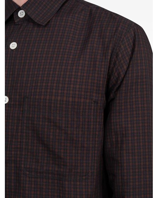 Another Aspect Blue Checked Chest-Pocket Shirt for men