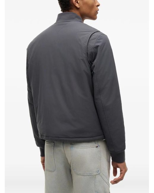 Tommy Hilfiger Gray Logo-Patch Zip-Up Bomber Jacket for men