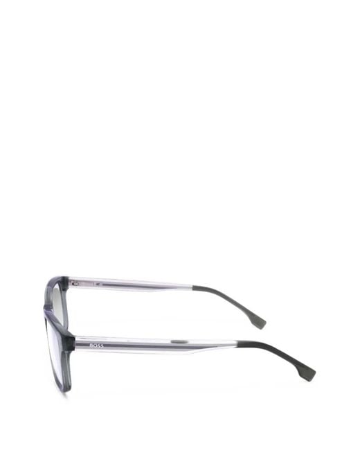 Boss White Rectangle-Frame Glasses