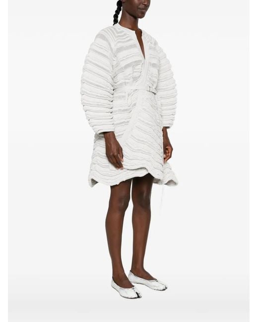 CFCL White Veste En Maille Côtelée À Taille Ceinturée