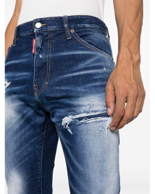 DSquared² Cool Guy Slim-Fit-Jeans in Distressed-Optik in Blue für Herren