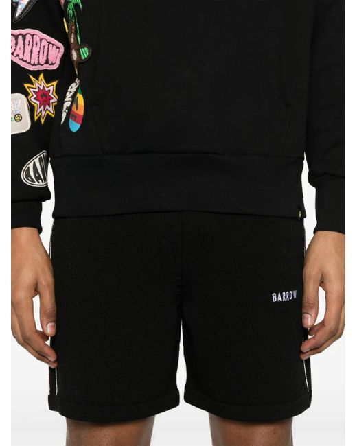 Barrow Black Logo-Embroidered Shorts