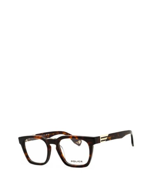 Police Black Tortoiseshell-Effect Rectangle-Frame Glasses for men