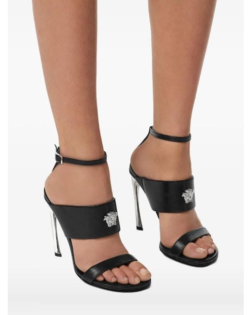 Versace Black Calf Leather Sandals