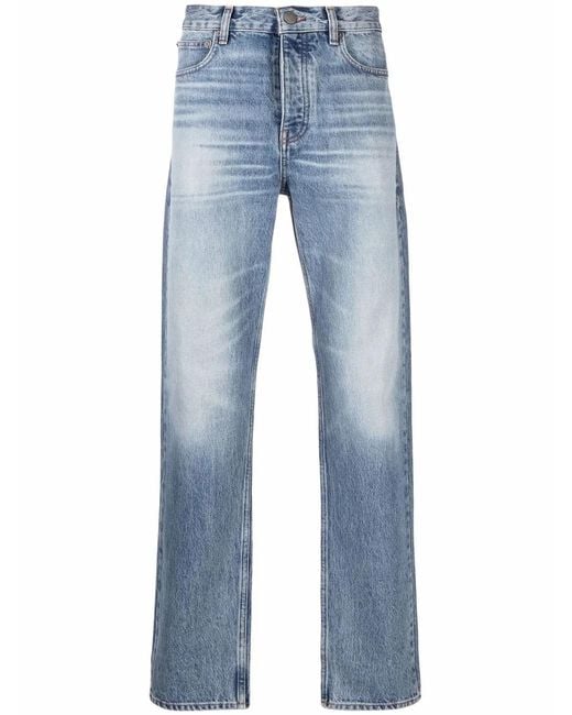 FRAME Blue Washed Straight-Leg Jeans for men