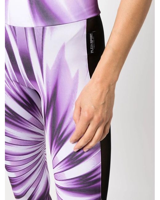 Philipp Plein Purple Tie-Dye High-Waisted Leggings