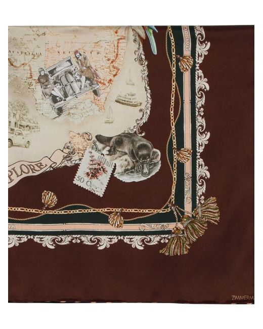 Zimmermann Brown Printed Square Scarf