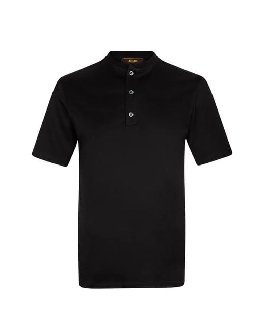 Moorer Black Button-Up T-Shirt for men
