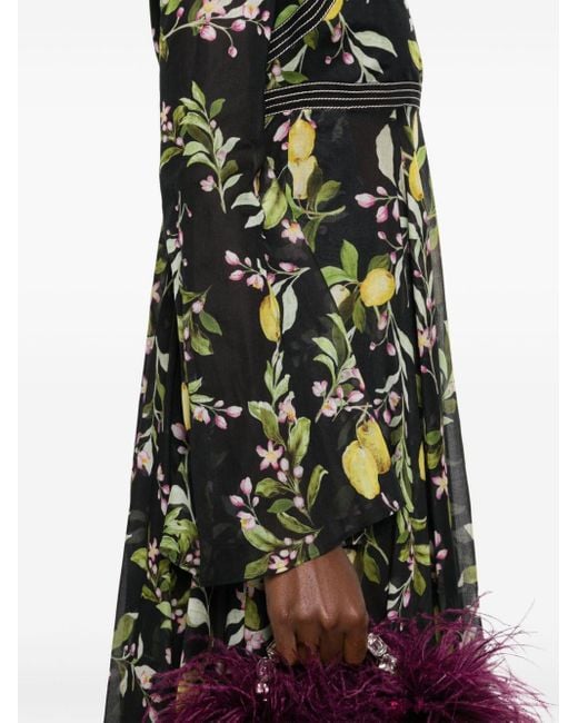 Robe longue à fleurs Giambattista Valli en coloris Black
