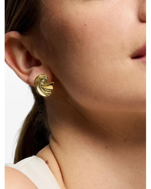 Ottoman Hands Brown Wave-Stud Earrings