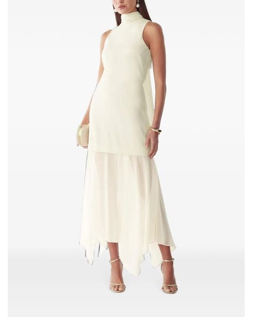 ST MRLO Natural High-Neck Handkerchief-Hem Maxi Dress