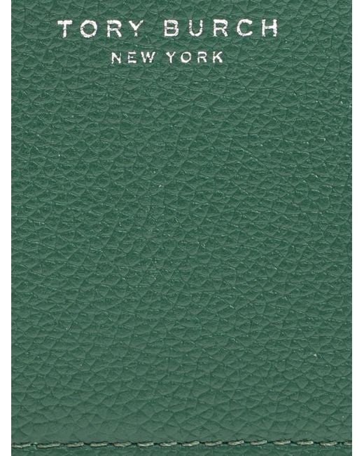 Tory Burch Green Zip Leather Wallet