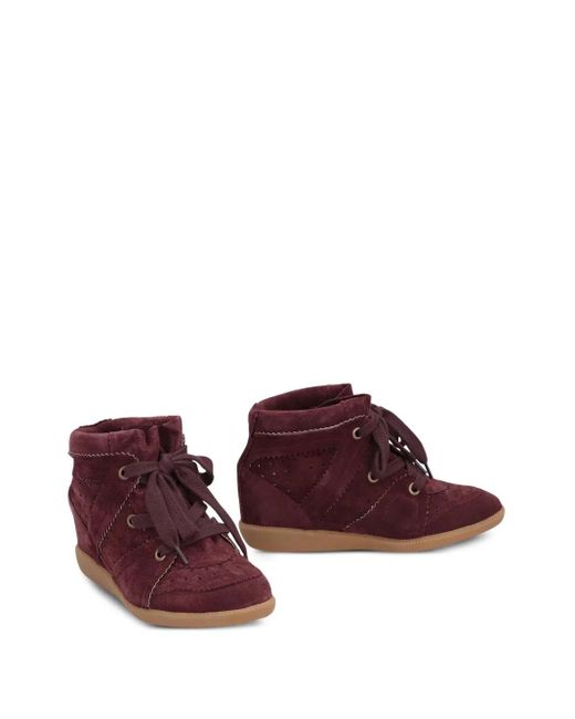 Isabel Marant Red Lace-Up Wedge Sneakers
