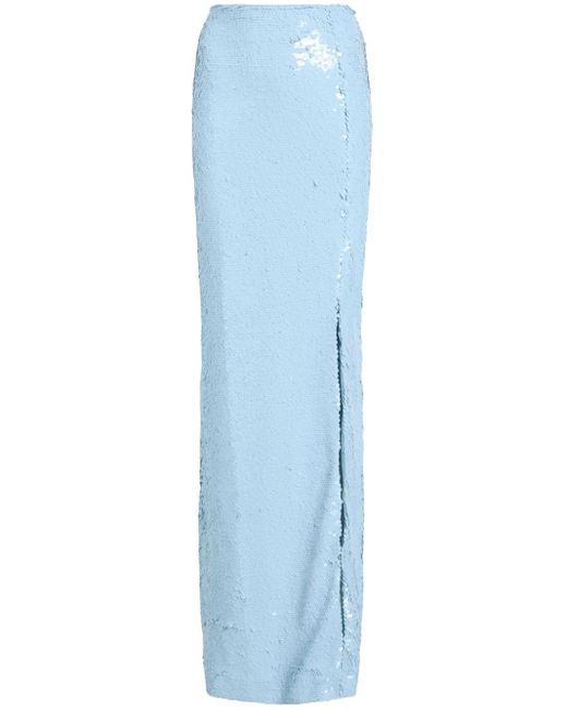 Cinq À Sept Blue Jupiter Sequinned Column Skirt