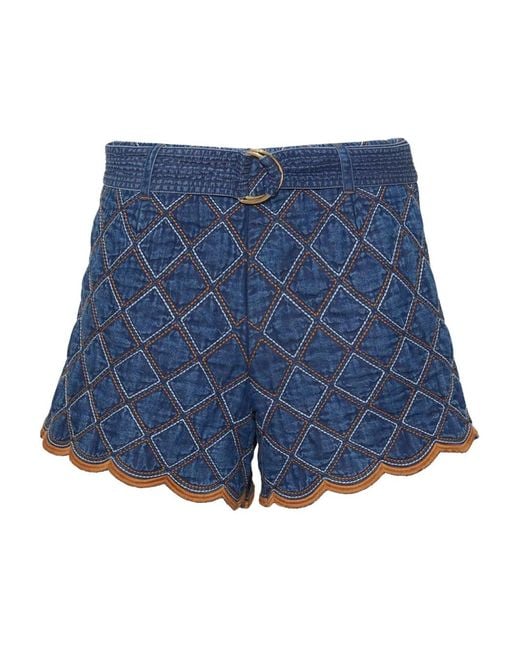 Cara Cara Blue Scallop-Hem Shorts