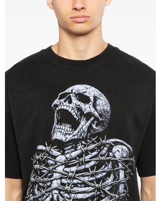 Melt Black Skull-Print T-Shirt for men