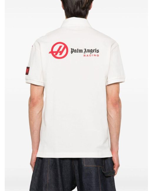 Palm Angels White Moneygram Haas F1 Polo Shirt for men