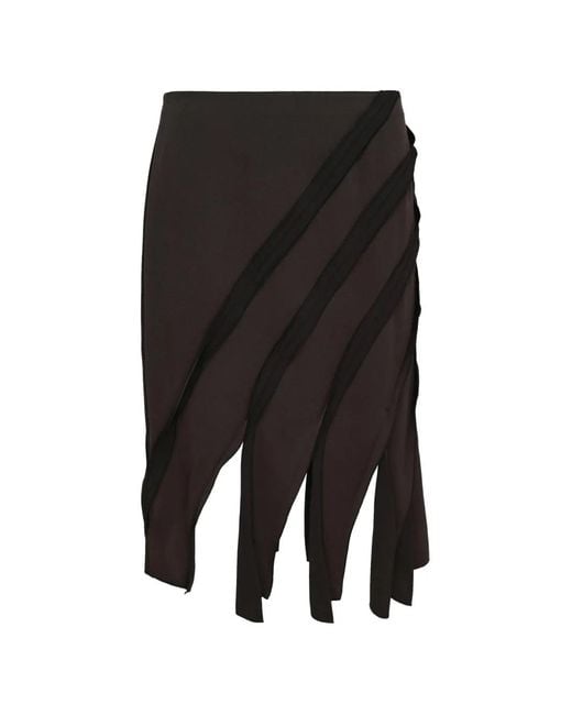 Club21 Black Daisy Diagonal-Stripe Midi Skirt