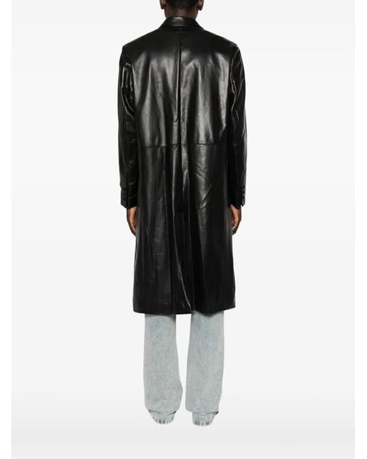 Salvatore Santoro Black Single-Breasted Leather Jacket for men