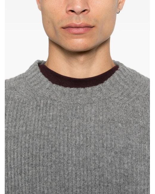Diana Studio Gray Ribbed-Knit Sweater for men