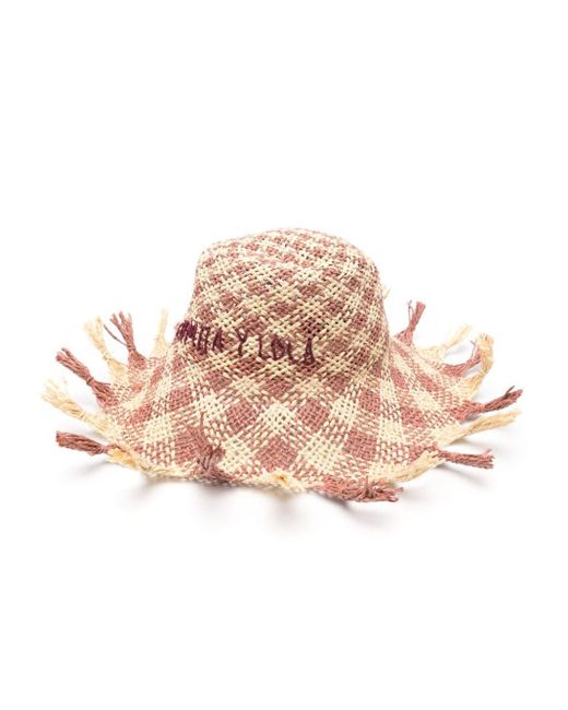 Bimba Y Lola Pink Checked Interwoven Sun Hat
