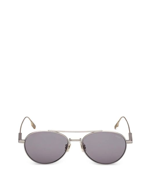 Zegna Gray Round-Frame Sunglasses for men