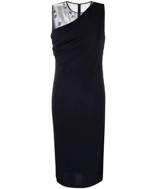 Givenchy Blue Mesh-Panel Midi Dress