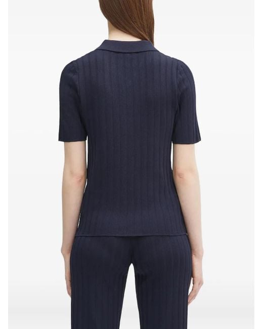 Sporty & Rich Blue Ribbed Polo Shirt