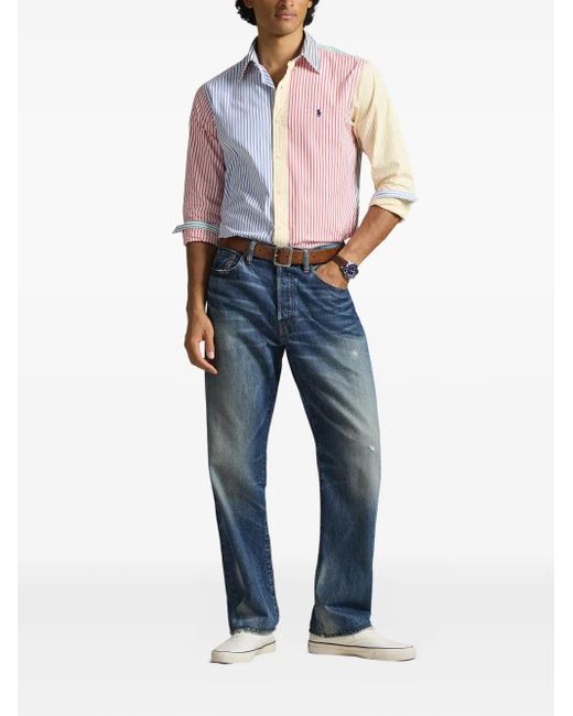 Polo Ralph Lauren Men's Pink Striped Button-Down Collar Shirt casual shirts