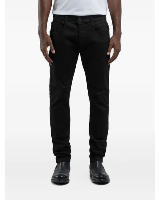 Replay Black Hyperflex Belt-Loops Jeans for men