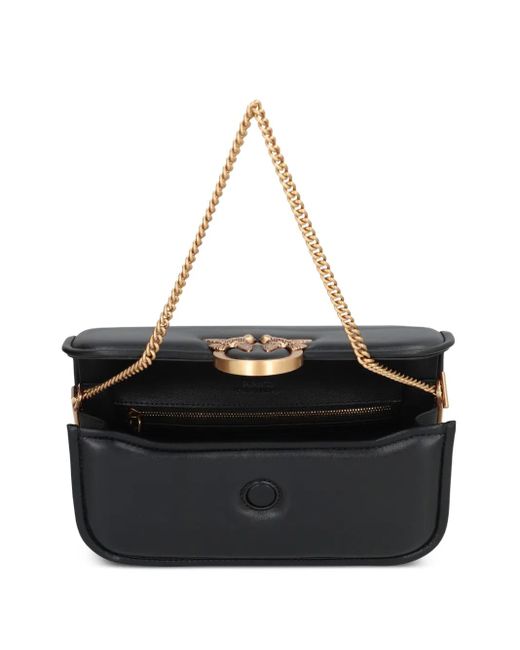 Pinko Black Small Love Birds Chain Shoulder Bag