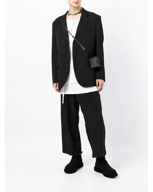Yohji Yamamoto Black Zip-Detail Cotton Blazer for men