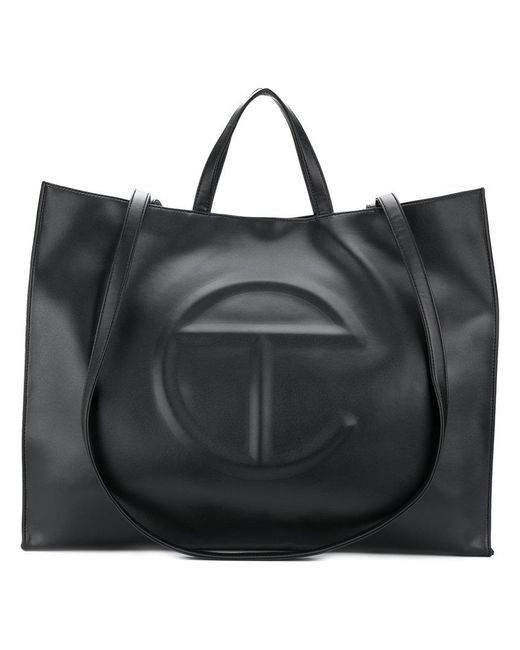 Telfar Black Square Design Tote Bag
