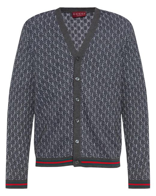 Gucci Gray GG Wool And Silk Cardigan for men