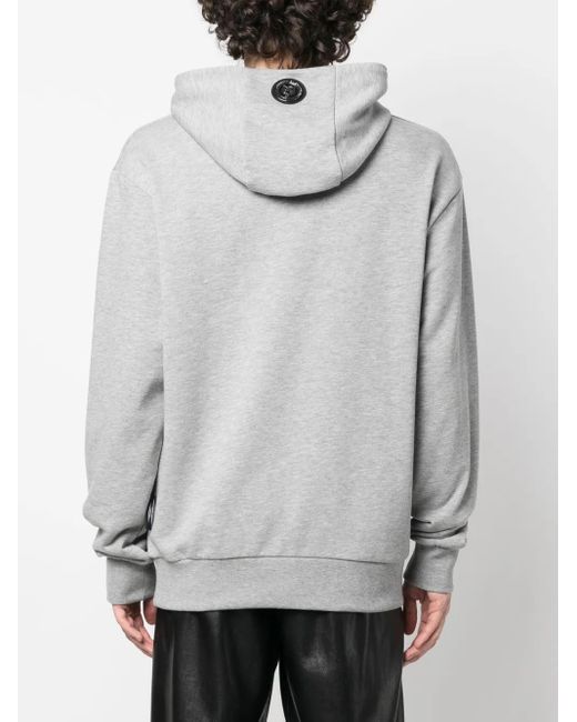 Philipp Plein Gray Tiger-Print Cotton Hoodie for men