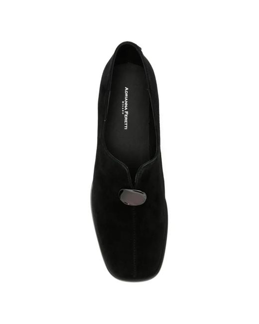 ADRIANNA FERETTI Black Plaque-Detail Loafers