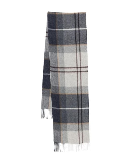 Barbour Gray Check-Pattern Scarf for men