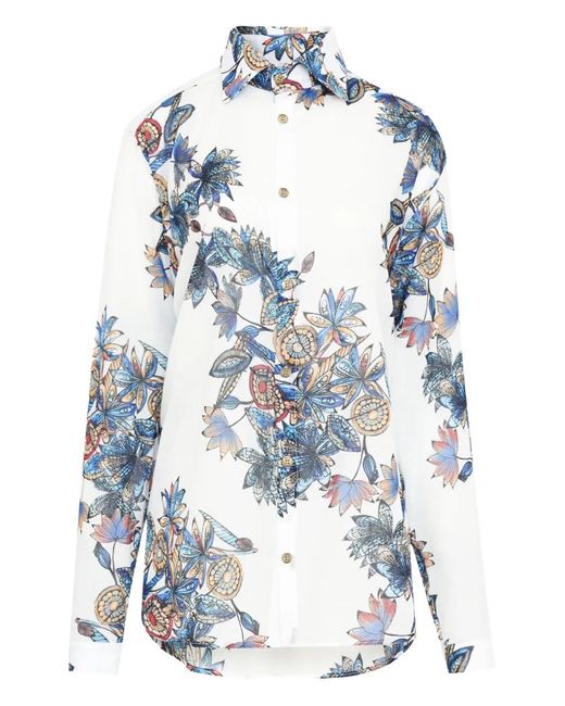 Amir Slama Blue Floral-Print Shirt for men